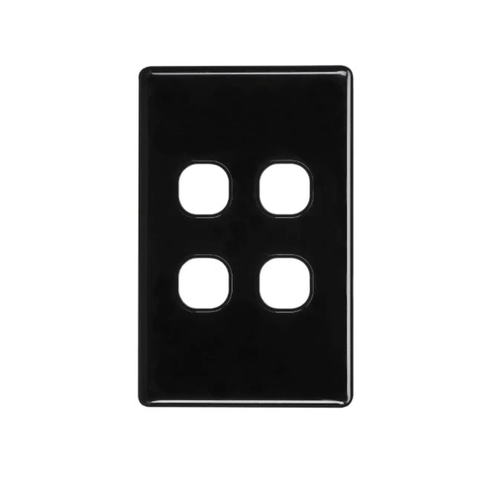iLuxlite 4 Gang Switch Grid Panel Only Black