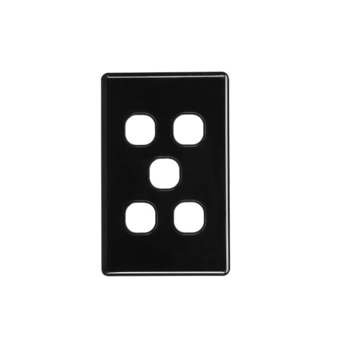 iLuxlite 5 Gang Switch Grid Panel Only Black