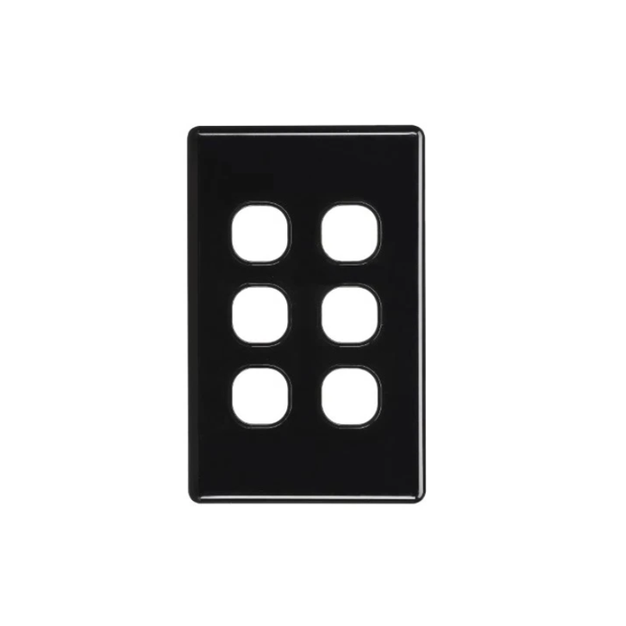 iLuxlite 6 Gang Switch Grid Panel Only Black
