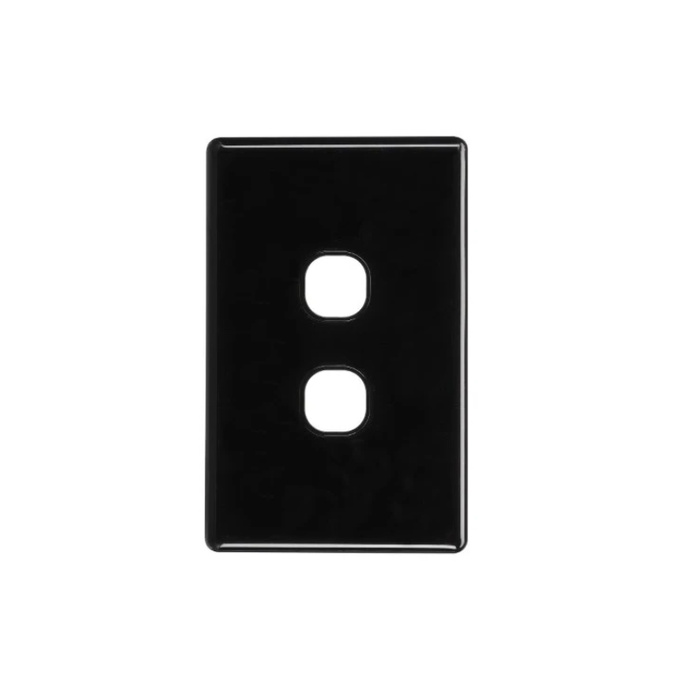 iLuxlite 2 Gang Switch Grid Panel Only Black