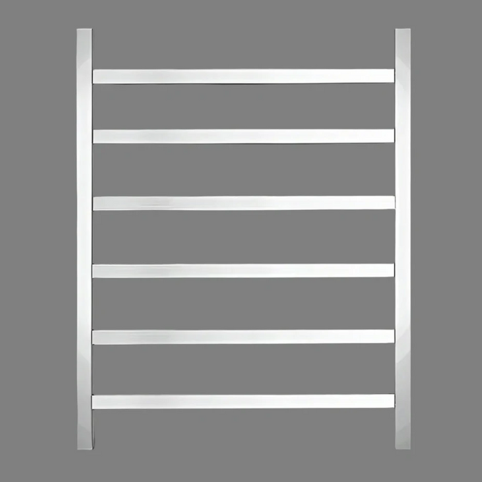 HTR Heated towel rail, Stainless Steel Polished, 6 Square bars 600Wx800Hx120D 60W