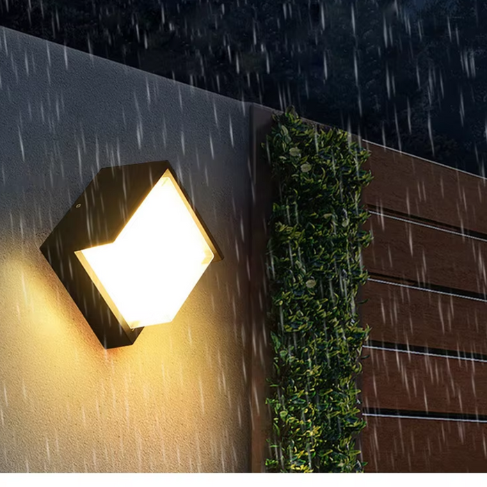 CUMON 12W Square Black LED Outdoor Light - 160x160mm, IP54, 3000K