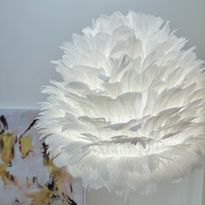 PLUMA Feather Shade Floor Lamp with Metal Column – E27, 25W Max Free AKL Shipping