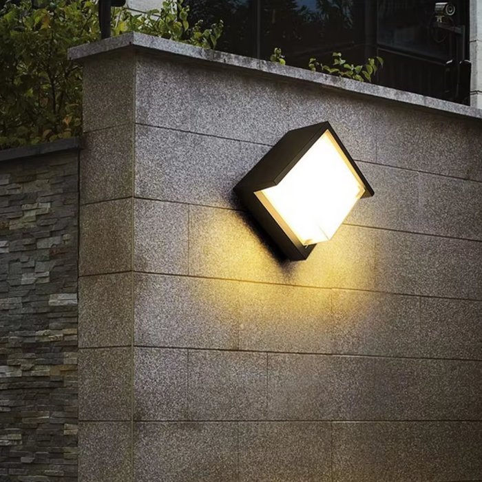 CUMON 12W Square Black LED Outdoor Light - 160x160mm, IP54, 3000K