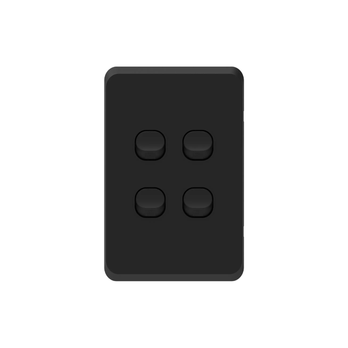 iluxlite 4 Gang Switch Black Cover Gloss
