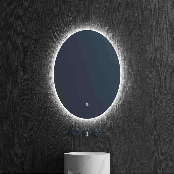 Oval LED Mirror with 3-Color Adjustable Lighting 500×700mm Anti-Fog