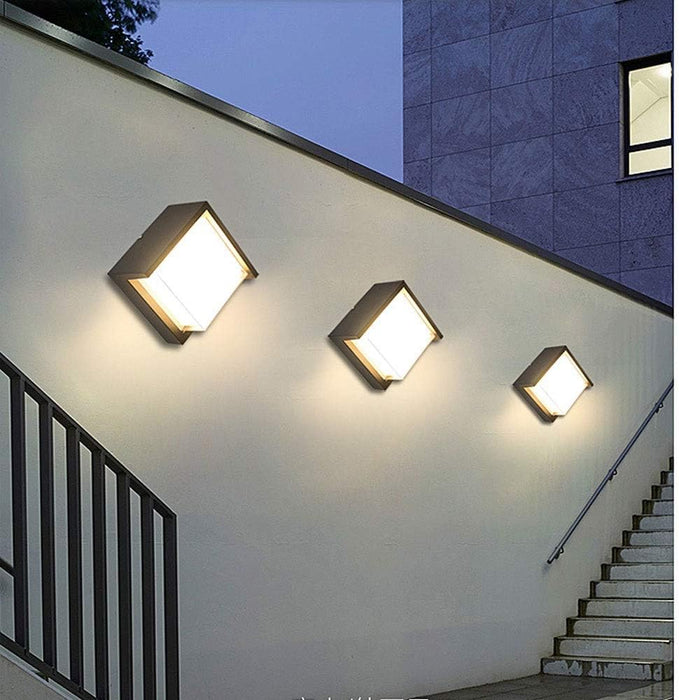 CUMON 12W Square Black LED Outdoor Light - 160x160mm, IP54, 3000K