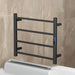 Black towel rack with digital display on a white background
