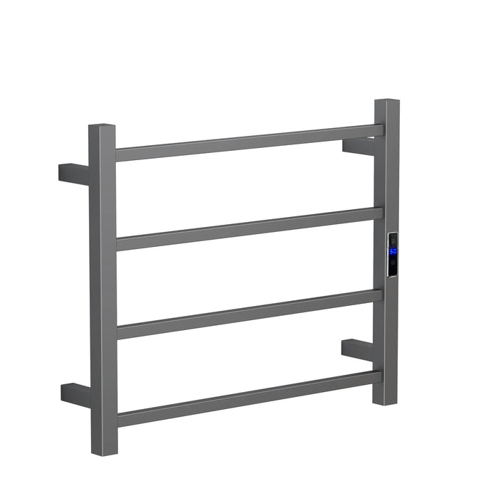 Gun Metal Electric Heated Towel Rail 4 Bar 600mm Timer & Temp Control IPX2