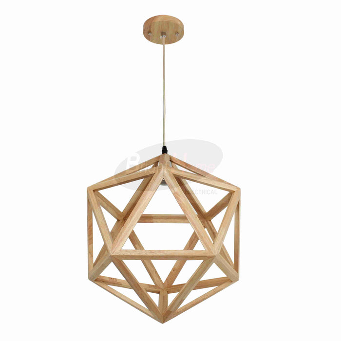 Modern Polygonal Pendant Lights With Wooden Cover