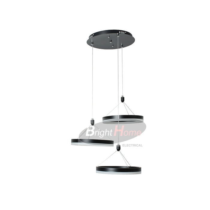 RING 3 Heads Round Black Vertical Pendant Light