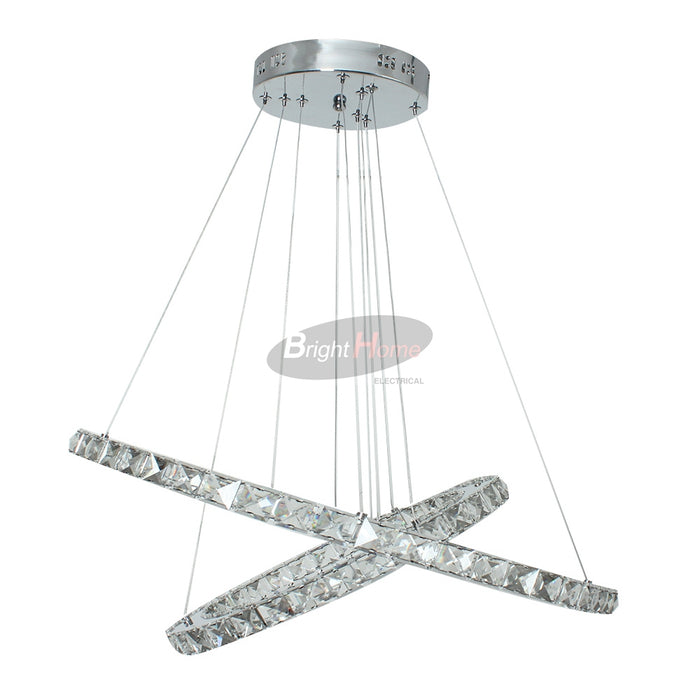 LILI Cross Ring Shining Crystal Halo Large Pendant Light