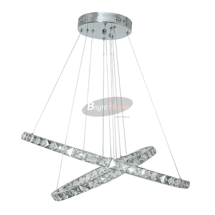 LILI Cross Ring Shining Crystal Halo Large Pendant Light