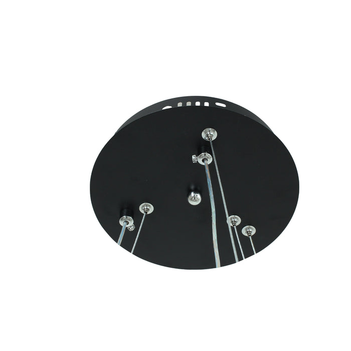 Modern LED Overlap Pendant Light in Black with Crystals