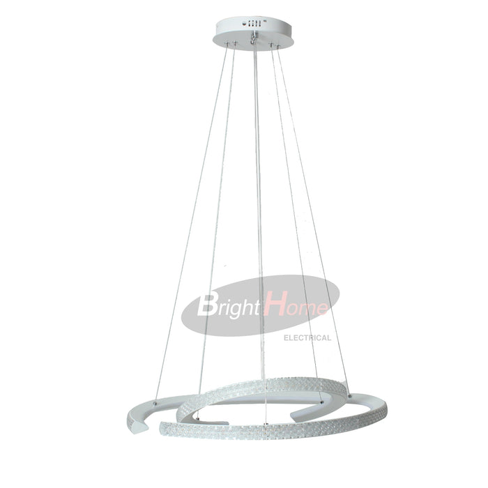 Crystal White Double Ring Modern Minimalist LED Pendant Light