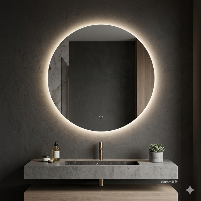LOT LED light Mirror Round Shape Dia 750mm Cold Light 3 Colours Anti-Fog