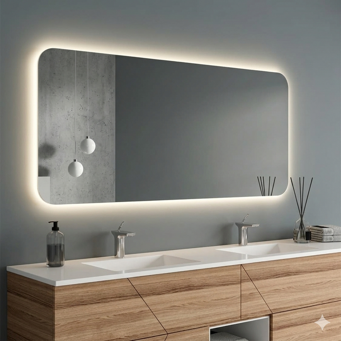 BREEZE White Frame 3 Light Color 1500*700 Led Mirror Light Anti-Fog IP44
