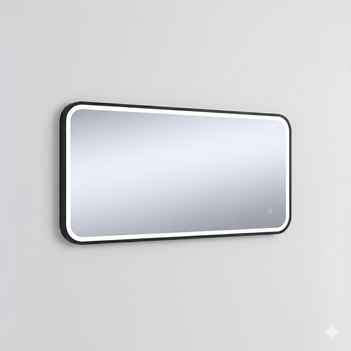 RAIN Black LED light Mirror 1500x700 Cold Light 6000k Anti-Fog IP44