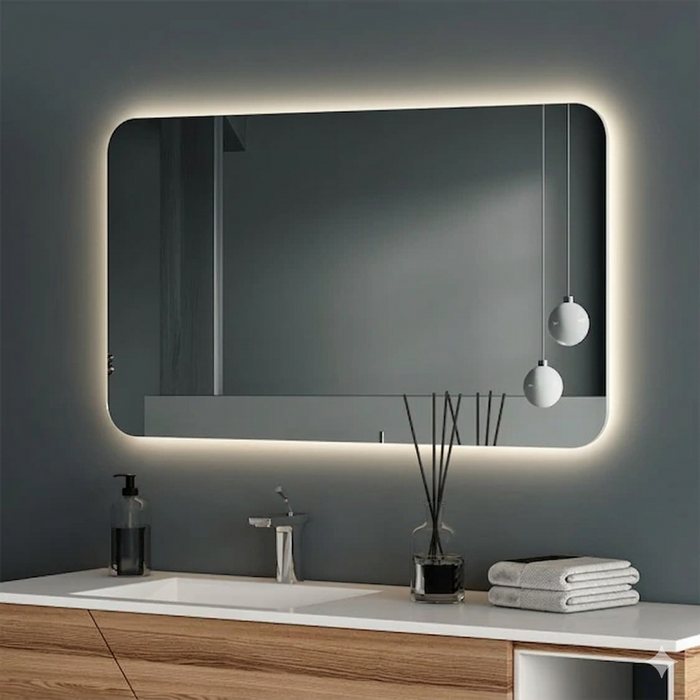 BREEZE White Frame 3 Light Color 1200*700 Led Mirror Light Anti-Fog IP44