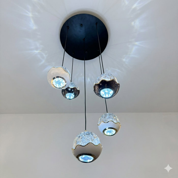 Nordic Minimalist 5-Light Pendant Cluster - Painted Aluminum in White & Matte Black
