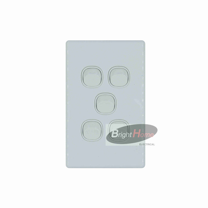 Slim 5 Gang Switch White base White cover