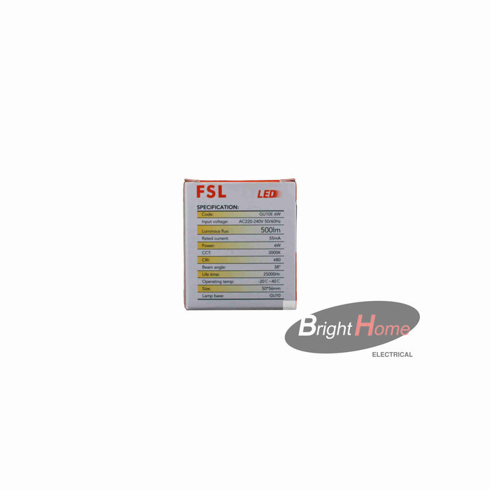 FSL GU10 BULB 6W 3000K No Dimmable 500lm