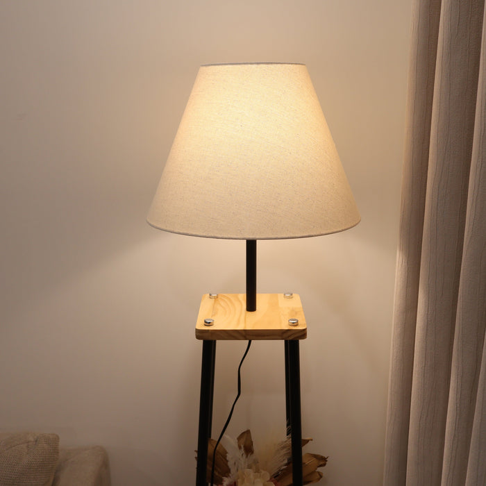 AUREST Wood & Metal Floor Lamp with Shelf – E27, 25W Max Free AKL Shipping