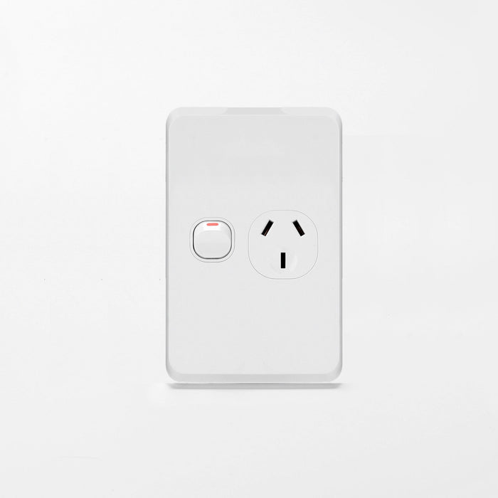 iLuxlite  Single Power Point - 10A - Vertical - White