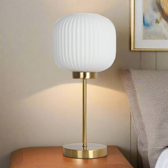 NACRE Modern Metal & Glass Table Lamp – E27, 25W Max Free AKL Shipping